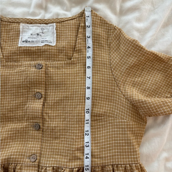 notPERFECTLINEN Button-Down Midi Dress - Amber Checks - Picture 2 of 3